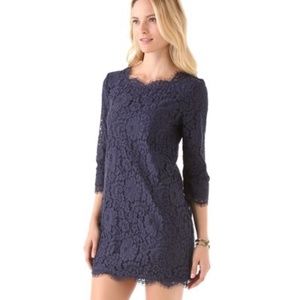 Joie Portia Navy Lace Overlay Dress